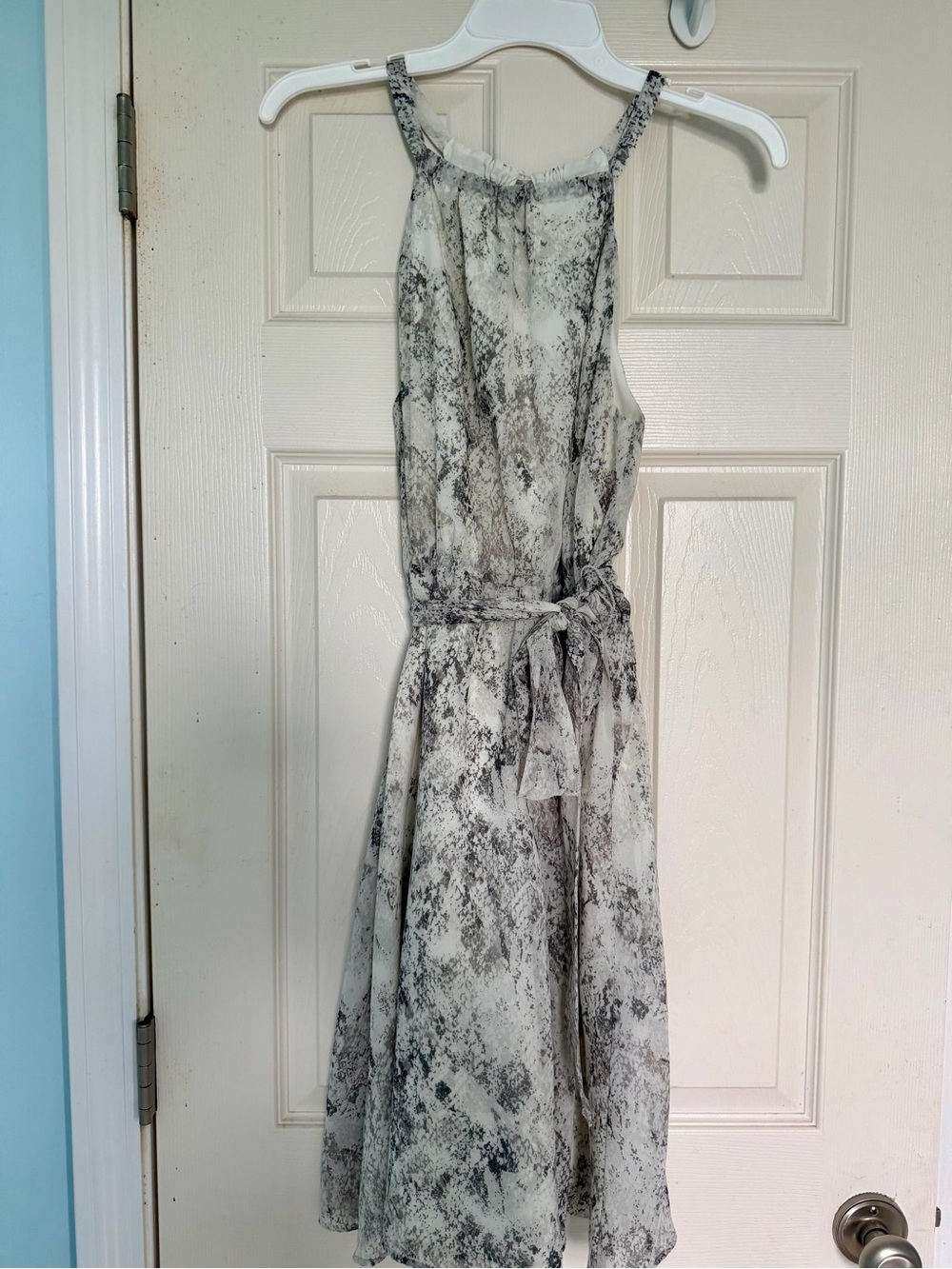 Banana Republic White and Gray Halter knee length Dress
